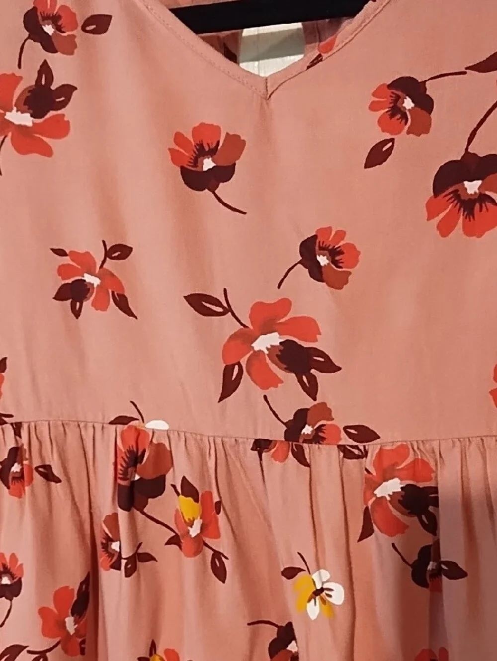 EUC Old Navy Rose Pink Floral V-Neck Midi Dress Girls XL.